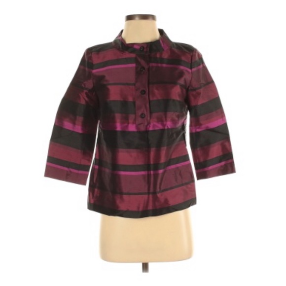Talbots 100% Silk Striped 3/4 Sleeve Blouse 2